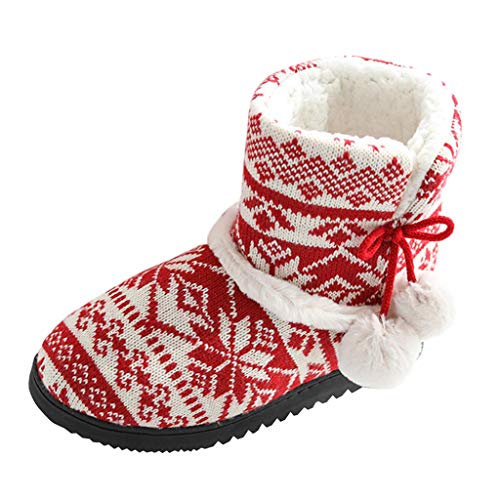 HOUMENGO Zapatillas de Estar por Casa Mujer Bota Pantuflas Cerradas Invierno Botas Cortas Caseras De Felpa Suave Y CáLida De Dibujos Animados Zapatos De AlgodóN