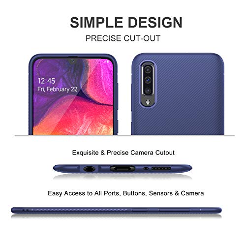 HOUROC Funda Samsung Galaxy A50, Funda Protectora de TPU Ultra Suave y Ultra Delgada como Antideslizante a Prueba de Golpes, Delgada Pero Duradera para teléfonos Samsung Galaxy A50. Negro (Blue)