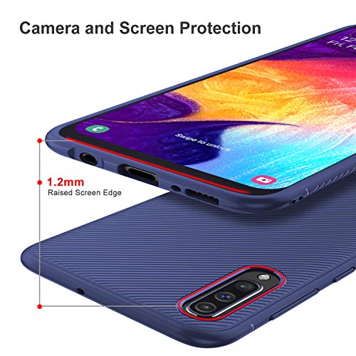 HOUROC Funda Samsung Galaxy A50, Funda Protectora de TPU Ultra Suave y Ultra Delgada como Antideslizante a Prueba de Golpes, Delgada Pero Duradera para teléfonos Samsung Galaxy A50. Negro (Blue)