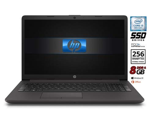 HP 250 G7 Notebook PC, Cpu Intel Core i3 de 8 gen. hasta 3,4 GHz, pantalla 15.6 HD LED, SSd Nvme de 256 GB, 8 GB RAM, Bt, WiFi, Hdmi, Win10 Pro 64 y Office 2019, listo para usar, garantía de Italia