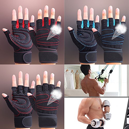 Hrph Guantes Deportivos Gimnasio Guantes Medio Dedo Respirable del Levantamiento de Pesas con Mancuernas Fitness Gimnasio Hombres Mujeres Tamaño de los Guantes M/L/XL