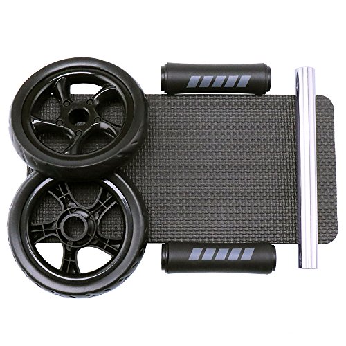 H&S Ab Abdominal Exercise Roller With Extra Thick Knee Pad Mat - Body Fitness Strength Training Machine AB Wheel Gym Tool