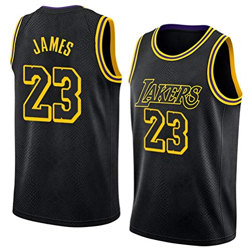 HSLBQFQ Lebron James # 23 Camiseta De Baloncesto Masculino, Baloncesto Lakers Jersey Retro Gimnasia Chaleco Deportes Top,Negro,M