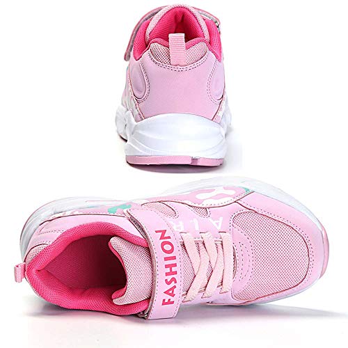 HSNA Zapatillas Deporte Niña Zapatos de Gimnasia Niña pequeñas Running Zapatos Deportivos Aire(Malla Rosa 34 EU)