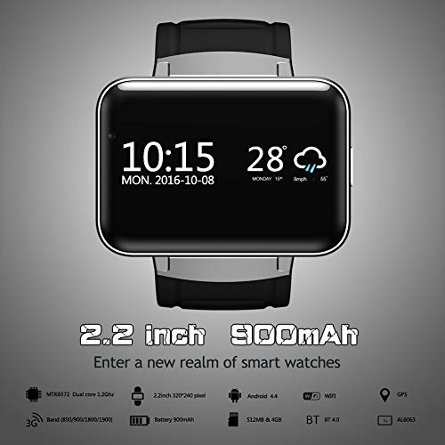 Hswt Reloj Inteligente/Smartwatch/para Android/iOS Bluetooth De Conexión Unicom/Móvil 3G Llamada Consumo De Calorías Podómetro GPS Watch,Blue