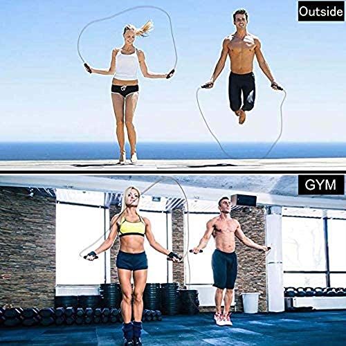 HSY SHOP Crossfit Jump Rope para Hombre Mujer Cylinder Jump Rope Cable de Acero Ajustable Ultra Delgado