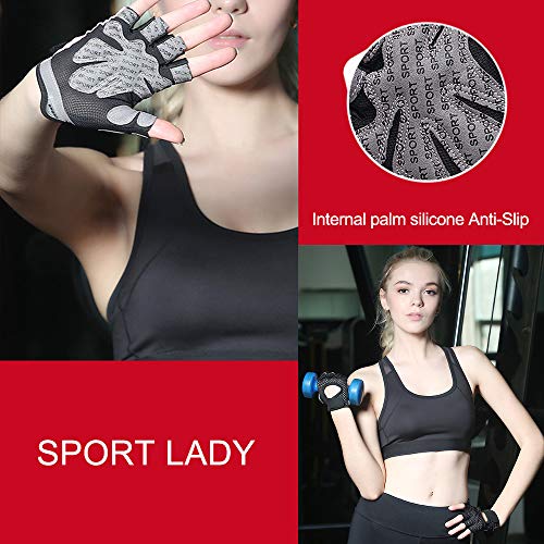 Hually Guantes Gimnasio para Hombre y Mujer, Gym Guantes Transpirable con Protección Completa de Muñeca y Palma, Antideslizante Guantes Crossfit para Levantamiento de Pesas, Musculación, Fitness(L)