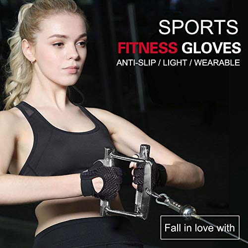 Hually Guantes Gimnasio para Hombre y Mujer, Gym Guantes Transpirable con Protección Completa de Muñeca y Palma, Antideslizante Guantes Crossfit para Levantamiento de Pesas, Musculación, Fitness (M)