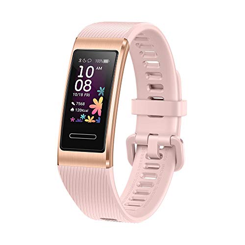 HUAWEI Band 4 Pro - Pulsera de actividad con pantalla AMOLED de 0.95 pulgadas, monitorización continua con TruSeen 3.5 24/7, monitoreo del sueño, GPS incorporado, 5 ATM, color pink gold