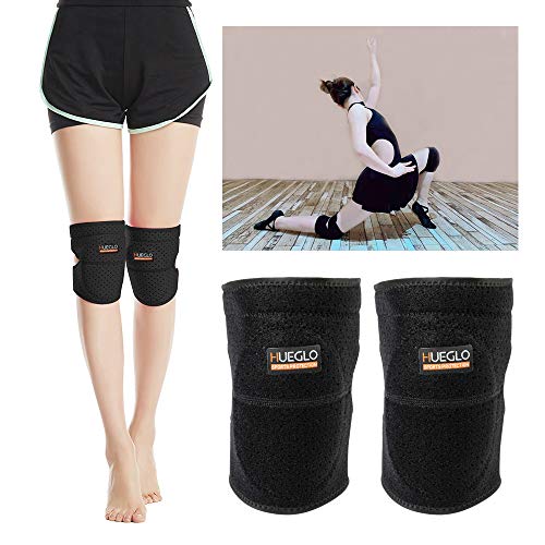 Hueglo Rodilleras Danza,1 Par Ajustables Rodilleras Deportivas de Esponja Apoyo de la Rodilla Unisex para Danza Yoga Deportes Ejercicio Voleibol Bicicleta Baloncesto,negro