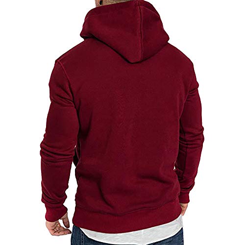 HULKY Sudaderas con Capucha Hombre, Hoodie Navidad Ropa Deportivo Hombres Tops Chandal Pullover Canguro Casual Sweatshirt Rebajas (Rojo A,L)