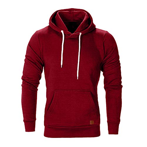 HULKY Sudaderas con Capucha Hombre, Hoodie Navidad Ropa Deportivo Hombres Tops Chandal Pullover Canguro Casual Sweatshirt Rebajas (Rojo A,L)