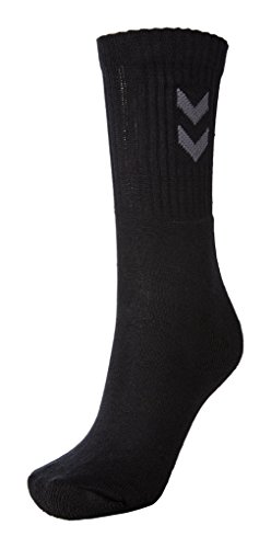 Hummel 6 pares de calcetines básicos para ocio y deportes, diferentes tamaños (41 – 45 (Size 12), negro (2001))