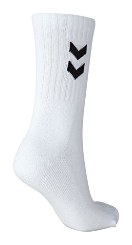 Hummel - Pack de 6 pares de calcetines unisex (color blanco, talla 41-45, talla 12)