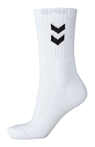 Hummel - Pack de 6 pares de calcetines unisex (color blanco, talla 41-45, talla 12)