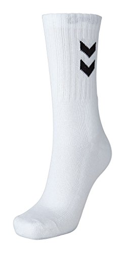 Hummel - Pack de 6 pares de calcetines unisex (color blanco, talla 41-45, talla 12)