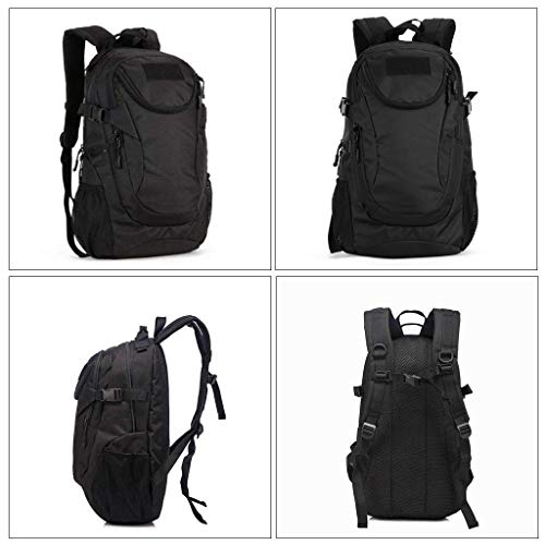 Huntvp Mochila de Asalto 25L Militar Táctical Gran Mochila de Nylon Impermeable para Senderismo Caza Camping, Color Negro