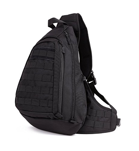 Huntvp Mochila de Bandolera Mochila de Hombro Mochila de Asalto Estilo Táctical Militar Múltiple Función Impermeable para Correr Senderismo Ciclismo Camping Caza, Negro