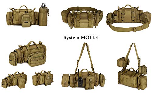 Huntvp Táctical Bolsa de Riñonera Bandolera Cinturón Estilo Militar Molle 3 Vías de Llevar Bolso de Cintura Impermeable