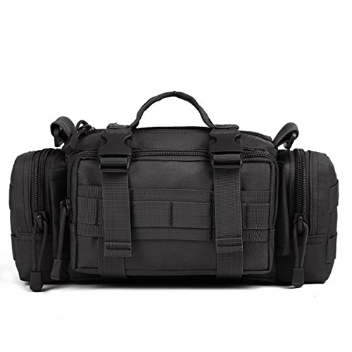 Huntvp Táctical Bolsa de Riñonera Bandolera Cinturón Estilo Militar Molle 3 Vías de Llevar Bolso de Cintura Impermeable