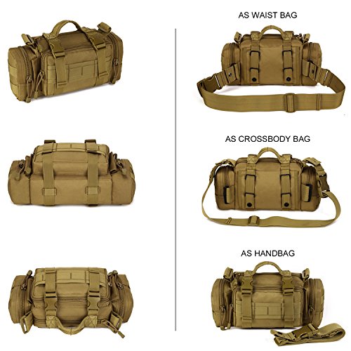 Huntvp Táctical Bolsa de Riñonera Bandolera Cinturón Estilo Militar Molle 3 Vías de Llevar Bolso de Cintura Impermeable