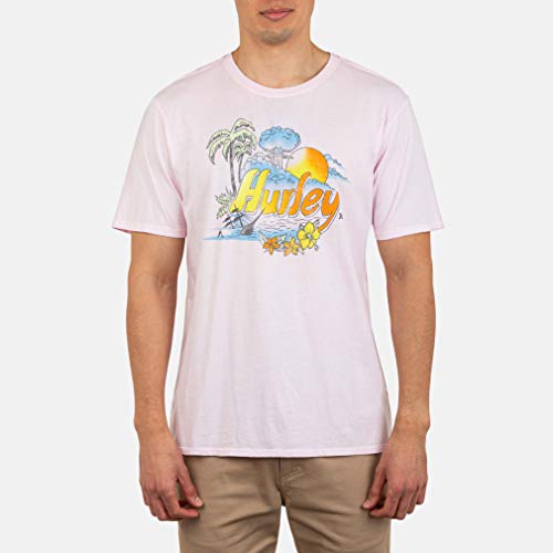 Hurley M Retro Beach S/S Camiseta, Hombre, Pink Tint, S
