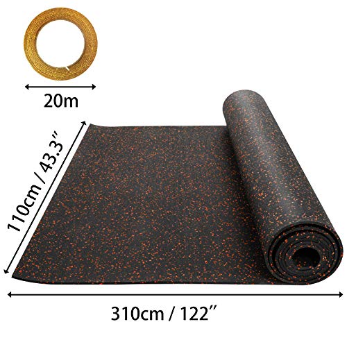 Husuper Suelo para Gimnasio PVC Equipo Alfombrilla de Suelo Pavimento de Caucho Rollo Goma Antideslizante Alfombra Caucho Suelo de Gimnasio 4 x 10FT Color Rojo