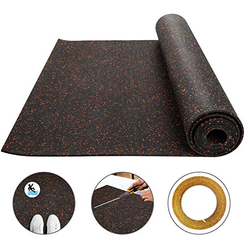 Husuper Suelo para Gimnasio PVC Equipo Alfombrilla de Suelo Pavimento de Caucho Rollo Goma Antideslizante Alfombra Caucho Suelo de Gimnasio 4 x 10FT Color Rojo