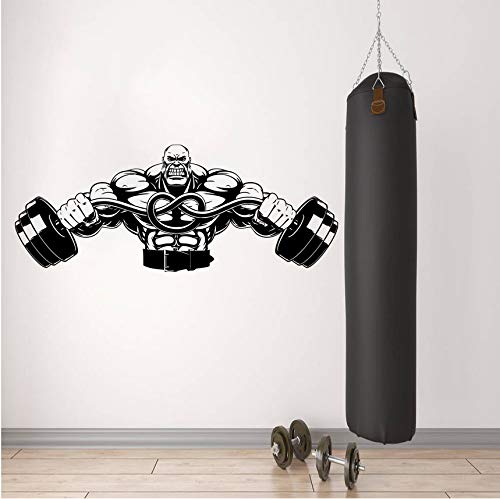 Hwhz 57 X 22 Cm Etiqueta Engomada Del Arte De La Pared Bodybuilder Vinilo Tatuajes De Pared Halterófilo Con Barra Mural Mural Gimnasio Cartel De La Pared Sala De Formación Decoración