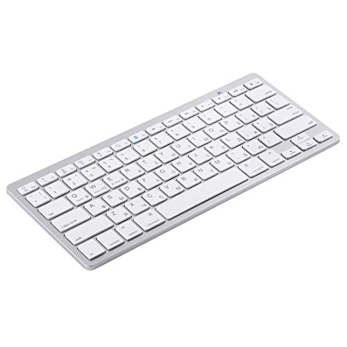 HWJ WB-8022 Ultra-Delgado Teclado inalámbrico Bluetooth for iPad, Samsung, Huawei, Xiaomi, Tablet PC o teléfonos Inteligentes, Llaves de Rusia (Plata) (Color: Plata) xiao1230 (Color : Silver)