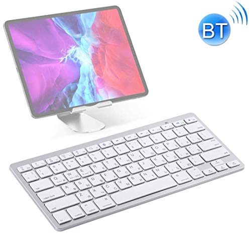 HWJ WB-8022 Ultra-Delgado Teclado inalámbrico Bluetooth for iPad, Samsung, Huawei, Xiaomi, Tablet PC o teléfonos Inteligentes, Llaves de Rusia (Plata) (Color: Plata) xiao1230 (Color : Silver)