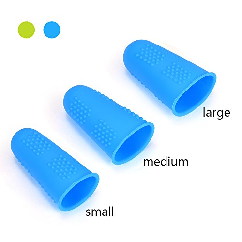 Hydream 12pcs Protector de Dedos de Silicona Tapas de Dedos, Protección de Dedo para Pistola de Pegamento Caliente, Costura, Adhesivos, Cera, Resina, Scrapbooking, 3 Tamaños (Azul Verde)