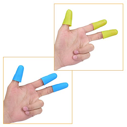 Hydream 12pcs Protector de Dedos de Silicona Tapas de Dedos, Protección de Dedo para Pistola de Pegamento Caliente, Costura, Adhesivos, Cera, Resina, Scrapbooking, 3 Tamaños (Azul Verde)