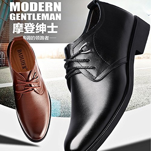 HYF Calzado de Hombre clásico Cuero de PU Formal Cordones de Suela Blanda Zapatos de Vestir de Invierno para Caballeros Calzado de conducción (Color : Fleece Inside Black, tamaño : 10 MUS)