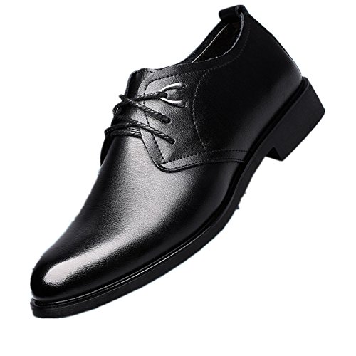 HYF Calzado de Hombre clásico Cuero de PU Formal Cordones de Suela Blanda Zapatos de Vestir de Invierno para Caballeros Calzado de conducción (Color : Fleece Inside Black, tamaño : 10 MUS)