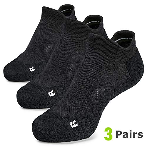 Hylaea Calcetines Deportivos de compresión de Tobillo con Amortiguar Coolmax para Corriendo, Atlético, Caminar, Escote | Ciclismo, Gruesos, 3 Paquete