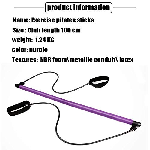 HYLXF Fitness Equipment Nuevo Yoga Resistance Bands Pilates Stick Culturismo Crossfit Gym Tubo de Goma Bandas elásticas Fitness Equipment Entrenamiento Ejercicio Purple