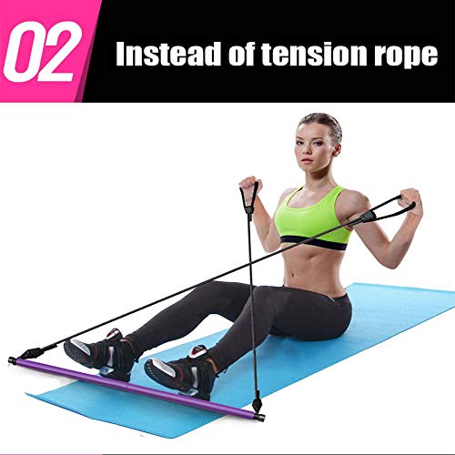 HYLXF Fitness Equipment Nuevo Yoga Resistance Bands Pilates Stick Culturismo Crossfit Gym Tubo de Goma Bandas elásticas Fitness Equipment Entrenamiento Ejercicio Purple