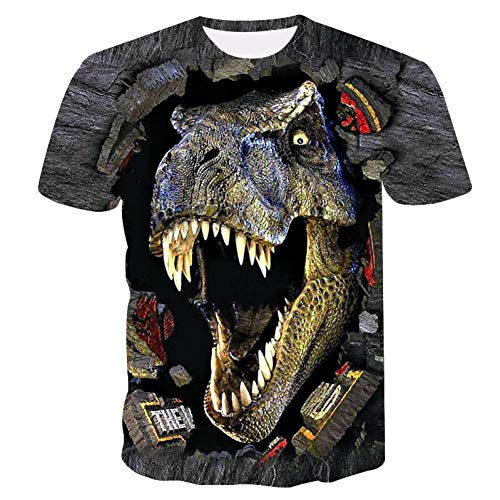 HYTR 3D Camisetas Jurassic World Fallen Kingdom Cool Dinosaur Head 3D Print Camiseta Hombres Mujeres Hiphop tee Camiseta Niño Color Ropa   L