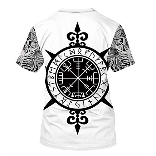 HYTR 3D Camisetas  Ropa Patrón De Tatuaje Vikingo Camiseta 3D Estampada Camiseta De Hombre Camiseta Divertida De Verano Camisetas De Manga Corta con Cuello Redondo XXXL