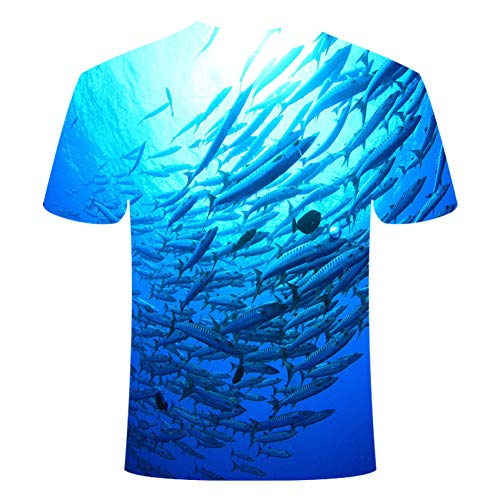HYTR 3D Camisetas Underwater World 3D Print Camiseta Hombres Mujeres Moda Animal Print Summer Shark Sleeve Summer Tops Tees Camiseta Hombre 4XL L