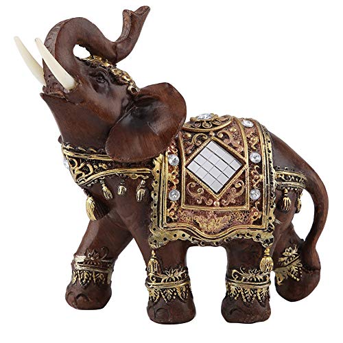 Hztyyier Buena Suerte Elefante Estatua Feng Shui Elefante Decoración Resina Elefante Figuritas para la Riqueza Lucky Figurine Decoración para el hogar Regalo(L)