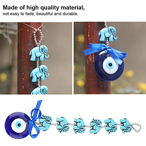 Hztyyier Turco Azul Perlas Mal de Ojo Adorno de Elefante Amuleto Delicado Cristal Azul Colgante casa Suerte protección Colgante de Pared decoración