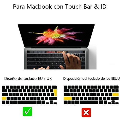 i-Buy La cubierta del teclado de silicona para el MacBook Pro 13 / 15 Con Touch Bar y Touch ID[teclado QWERTY español]- Negro