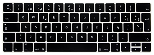 i-Buy La cubierta del teclado de silicona para el MacBook Pro 13 / 15 Con Touch Bar y Touch ID[teclado QWERTY español]- Negro