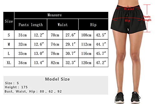 iClosam - Pantalones cortos deportivos para mujer, 2 en 1, transpirables, de secado rápido, de malla, para entrenamiento, S-XL (B-Black, XXL)