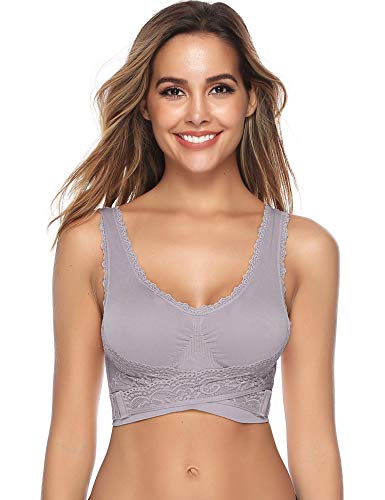 iClosam Sujetador Deportivo Encaje Mujer（1/2/3pack） Bra con Almohadillas Extraíbles para Yoga/Fitness/Ejercicio/USA de Diaria