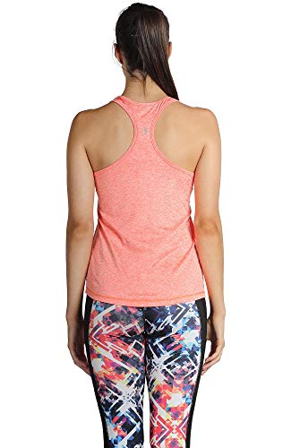 icyzone Camiseta de Fitness Deportiva de Tirantes para Mujer, Pack de 3 (L, Negro/Granito/Naranja)