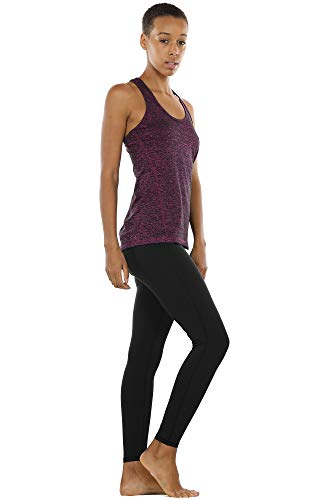 icyzone Camiseta de Fitness Deportiva de Tirantes para Mujer, Pack de 3 (M, Carboncillo/Jam/Rosado)