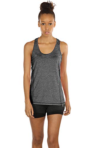 icyzone Camiseta de Fitness Deportiva de Tirantes para Mujer, Pack de 3 (XXL, Carboncillo/Jam/Rosado)